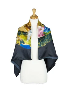 Jesus Soft Mulberry Satin Silk Stole Women Square Scarf - Picture 1 of 5