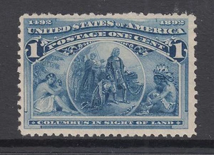 US Sc 230 MLH. 1893 1c deep blue Columbian - Picture 1 of 1