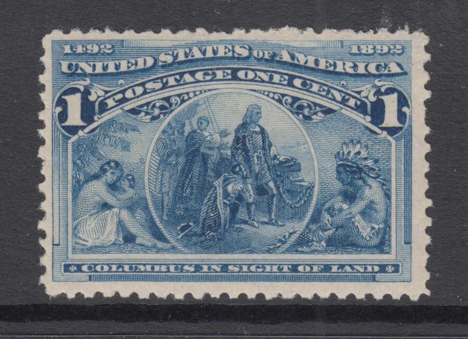US Sc 230 MLH. 1893 1c deep blue Columbian - Image 1 of 1