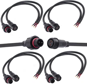 2 Wire Waterproof Connector, 2Pin Male Female Plug with 20CM Extension Cable (5 - Picture 1 of 12