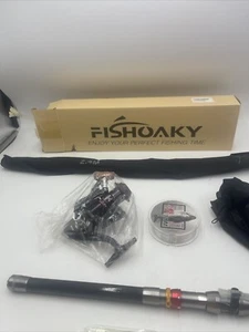 Kit Canna da Pesca, FISHOAKY Mulinello in Fibra di Carbonio Combo Palo e Pesca Telescopica - Foto 1 di 2