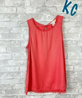 C&C CALIFORNIA TANK TOP SLEEVELESS KEYHOLE BACK FADED CORAL SUPER CUTE SZ S  - Image 1 of 3