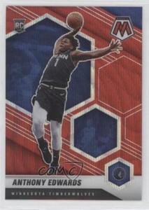 2020-21 Panini Mosaic Red Wave Prizm Anthony Edwards #201 Rookie RC