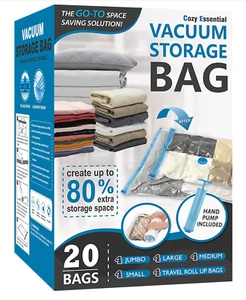 Cozy Essential, 20 Vacuum Bags w/Hand Pump - Save Space for Comforters, Clothes - Picture 1 of 5