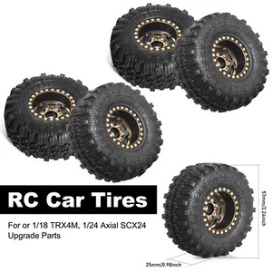 4PCS 1.0 Brass Rubber Wheels Tires for 1/18 TRX4M 1/24 Axial SCX24 Upgrade Parts - Picture 1 of 9