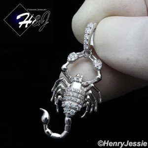 MEN WOMEN SOLID 925 STERLING SILVER ICY BLING CZ 3D SCORPION PENDANT*SP311 - Picture 1 of 4