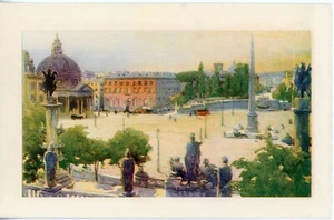 Vintage Postcard Rome Roma Plaza del Popolo Linen Divided Back E.V.R. Unposted - Picture 1 of 2