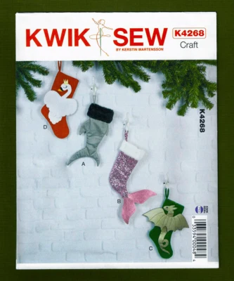 Christmas Stockings Sewing Pattern ~ Dragon, Shark, Swan, Mermaid~Kwik Sew 4268 - Image 1 of 4