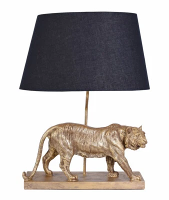 PALAZZO INT Tischlampe Tiger Figurenleuchte Tischleuchte Tigerfigur Nachttischlampe Schwarz