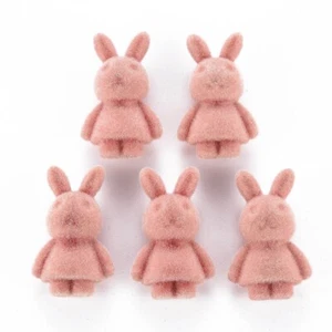 5 Pink Flocked Rabbit Buttons Easter Bunny 32mm A21-14 Aussie Seller - Picture 1 of 4