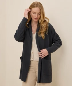 NWT Pact Women's XL/XXL Charcoal Heather Airplane Cardigan X2 Organic Cotton - Picture 1 of 10