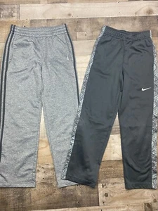 Adidas Nike Boys Lot of 2 Size Large Fleece Lined Athletic Track Pants Gym - Picture 1 of 10