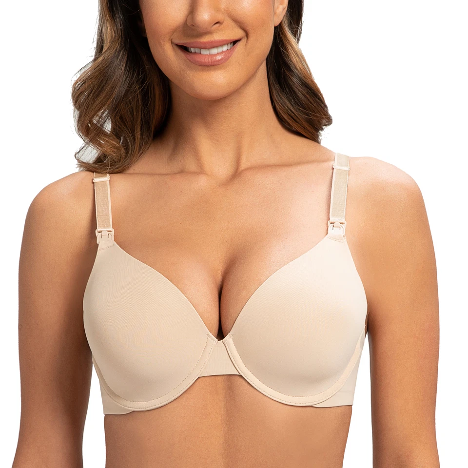 MELENECA Women s Full Coverage Underwire Breastfeeding Nursing Bra Pale Nude - Image 1 of 1