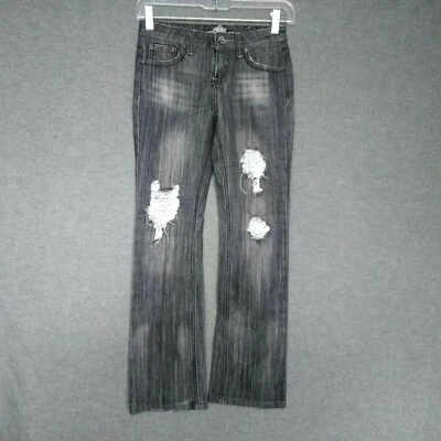 Pantalones de mezclilla desgastados casi famosos Shiloh BootCut niñas talla 10 cintura 24" L27" gris Foto 1 de 4