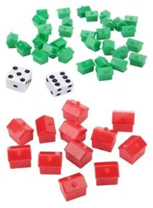 Monopoly Replacement Parts Pieces x32 Houses x12 Hotels x2 Dice 2025 Spares - Picture 1 of 4