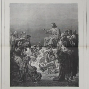 Le sermom sur la montagne ou les huit béatitudes - - Gravure de presse 1882 - Picture 1 of 2