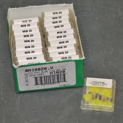 (100) LittelFuse Automotive Fuse LF-MIN-20, 20A, Yellow, Electrical, 0MIN020.V - Image 1 of 4