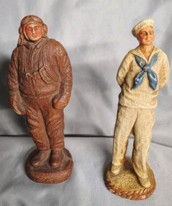 Vintage Syroko Holz Resin Figur WW2 Matrose & Fallschirm, Armee Luftkorps 6" - Bild 1 von 4