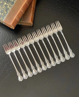 "Juego de 12 tenedores de mariscos de cóctel de plata esterlina Old Master American 5,75""" Foto 1 de 4