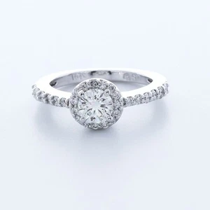 1.5CT Natural Diamond F/VS2 Round Brilliant 14K Gold Four-Prong Halo Accent Ring - Picture 1 of 4