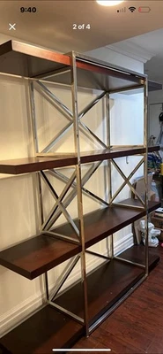 Allan Copley Designs Calista Bookcase – Elegant Stainless Steel & Wood, Reta - Image 1 of 2