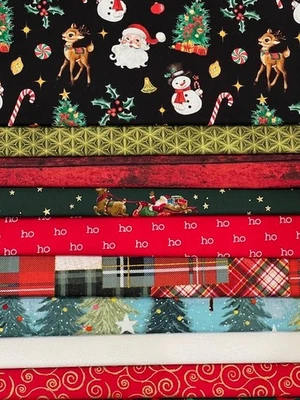 Lote de tela acolchada - Navidad vacaciones invierno, 10 cuartos de grasa + 1 GRATIS! Foto 1 de 4