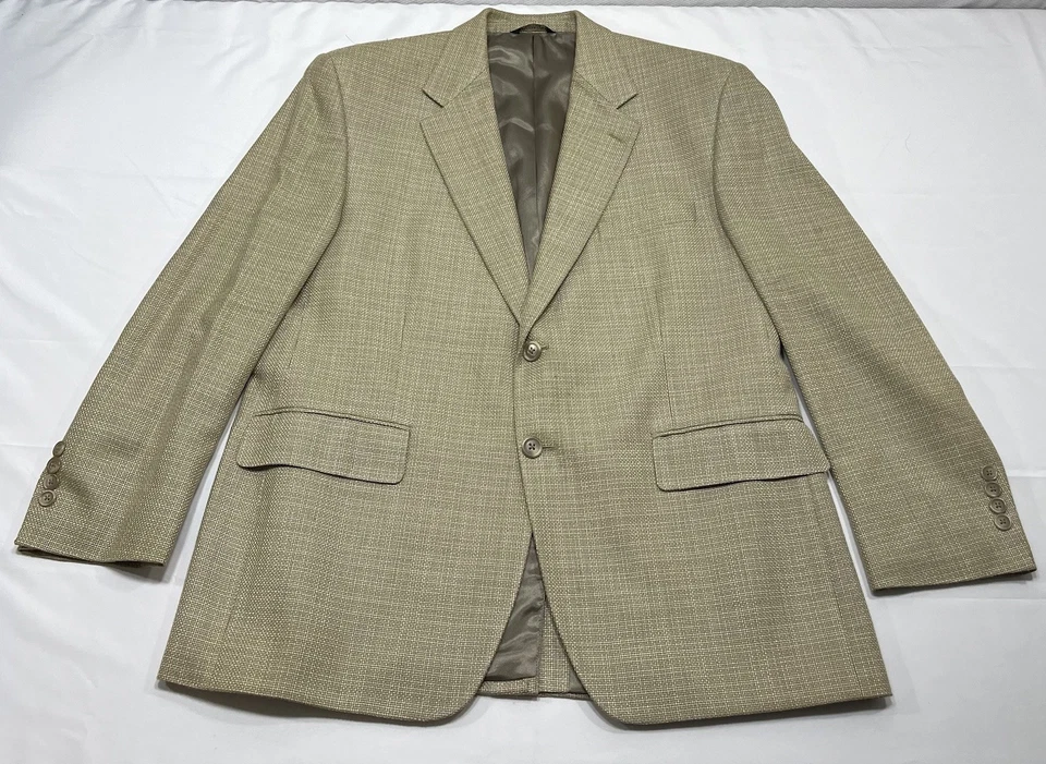 Chaqueta Abrigo Deportivo Chaps Ralph Lauren Para Hombres Blazer 42S Beige Seda - Mancha Foto 1 de 4