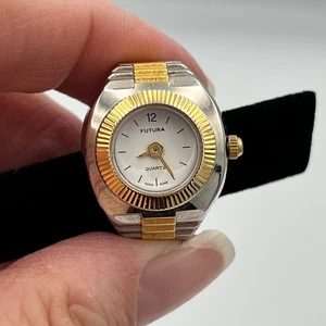 Futura Quartz Ring Watch Two Tone Silver Gold Adjustable Band - Picture 1 of 6