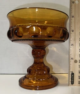 "Plato de compota Indiana Kings Crown de vidrio ámbar o patas 5 2/8""" - Imagen 1 de 8