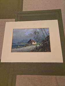 Vintage Painting Of Shack/Beach On Ocean Scene By Reinaldo Manske(1906-1980) - Picture 1 of 10