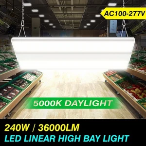 240W 36000LM 5000K LED Linear High Bay Warehouse Light Dimmable Pendant Lighting - Picture 1 of 16