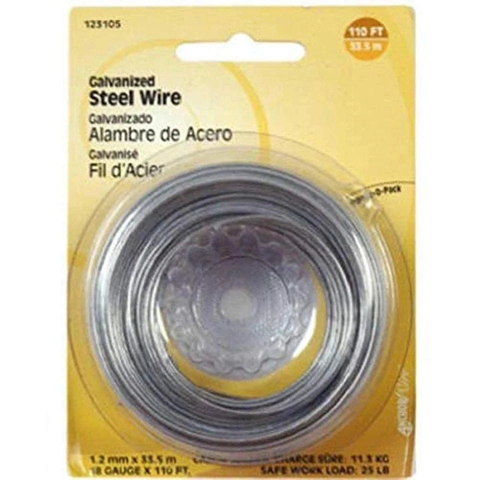 Hillman 123130 Galvanized Steel Wire 25' 16 Gauge