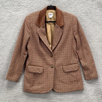 Chaqueta Koret Mujer 8 Marrón Pata de Gallo Lana Gamuza Cuello Blazer Abrigo Clásico Foto 1 de 4