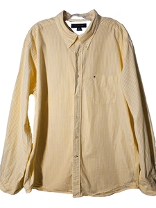 Camisa Tommy Hilfiger Para Hombres Academia Popelina Amarilla Rayas Abotonada Algodón XL - Imagen 1 de 5