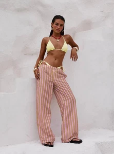Princess Polly Pink Stripe Taja Pants Women's 10 NWT - Picture 1 of 3