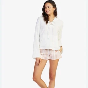 Roxy Damen Pearl Oversized Hoodie Schneeweiß Lange Glockenärmel Gr. XS - Bild 1 von 7