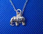Silver Plated Elephant Pendant Necklace Lucky UK For Girls + Bag