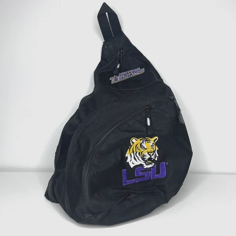 LSU Tigers Sling Backpack Bag Black NCAA Embroidered Logo 3 Compartments Cover