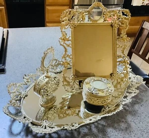 Formalities Metal 4 Pc. Vanity Set Collection Baum Bros Rare Vintage Free Ship! - Picture 1 of 12