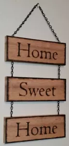 Rustic 'Home Sweet Home' Wood Hanging Sign - Picture 1 of 5