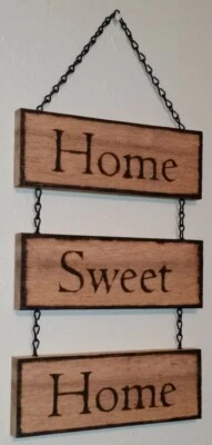 Rustic 'Home Sweet Home' Wood Hanging Sign - Image 1 of 4