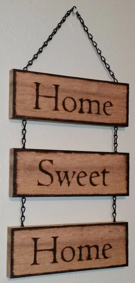 Rustic 'Home Sweet Home' Wood Hanging Sign - Image 1 of 4