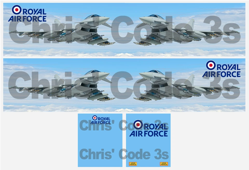 Code 3 Adhesive Vinyl Trailer Decals - RAF Typhoon- 1/50 1/76 1/148 1/87 - Image 1 of 1
