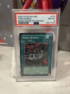 2002 Yu-Gi-Oh! Magic Ruler 1st Edition MRL-076 Toon World - PSA 8 NM - Picture 1 of 2