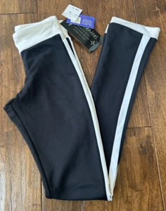 ChloeNoel Eis Eiskunstlauf Hose schwarz Leggings weiß Seitenstreifen Kinder Small - Bild 1 von 8