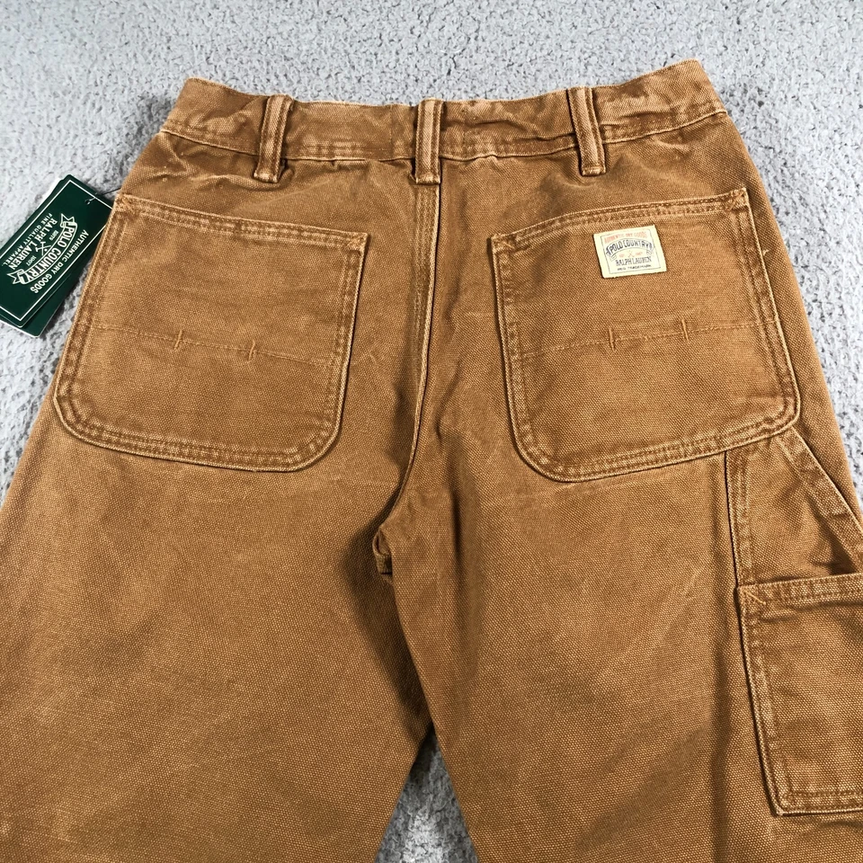 Pantalones Polo Country Ralph Lauren Niños 10 Marrón Pato Lona Utilidad Carpintero Logo Foto 1 de 4
