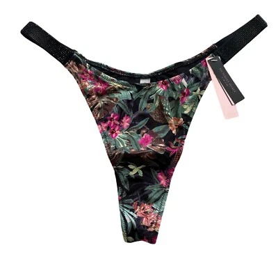 Victoria's Secret Nwt Floral Shine Strap Sexy Laguna Thong Swim Bikini Bottom - Image 1 of 3
