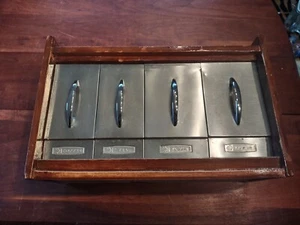 Brushed Chrome Canister Set Wall or Countertop 4 Bins Vintage - Picture 1 of 9