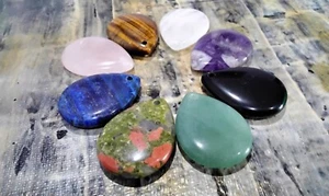 Mixed Stone Teardrop Pendants, 33x25x8mm, 8 Pieces, Free Post OZ - Picture 1 of 3