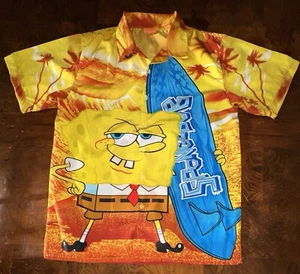 Vintage Nickelodeon SpongeBob Surfing Shirt Medium - Large Button Up 2004 - Picture 1 of 5
